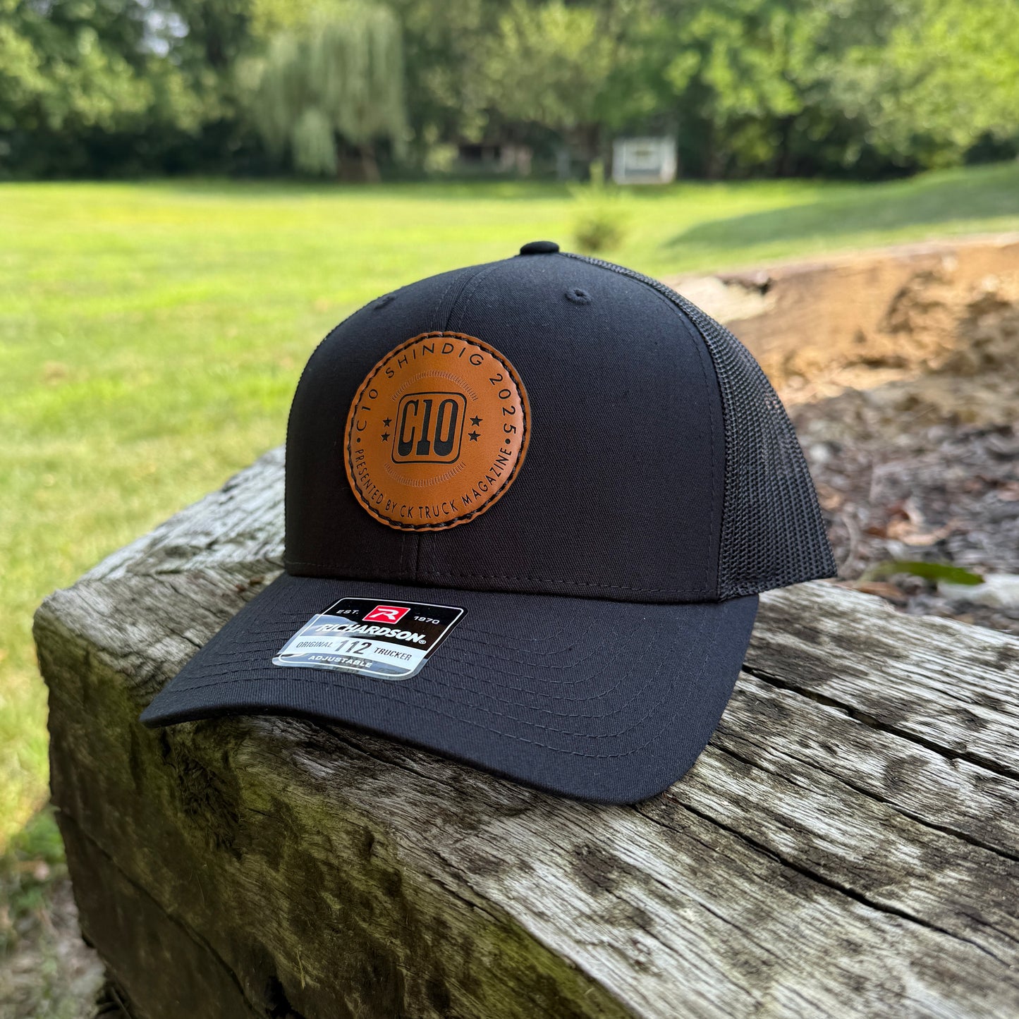 C10 Shindig® Black Circle Leather Patch Mesh Snap Back Hat