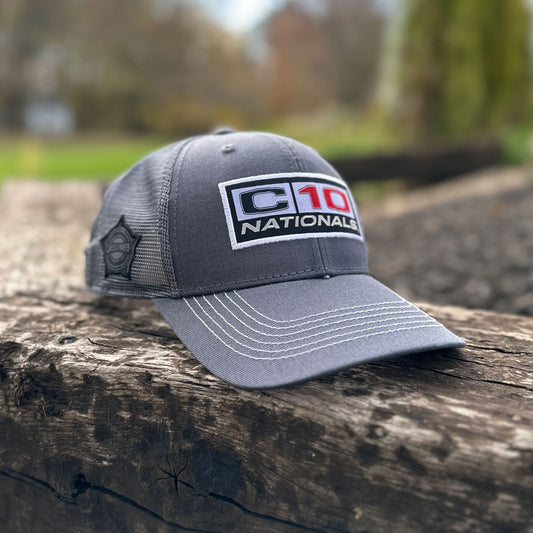 C10 Nationals® Grey Large Logo 2023 Snap Back Mesh Hat