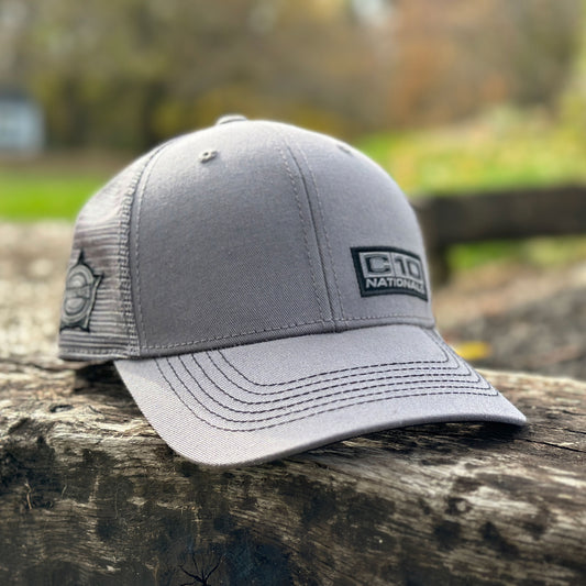 C10 Nationals® Grey Small Logo 2023 Snap Back Mesh Hat